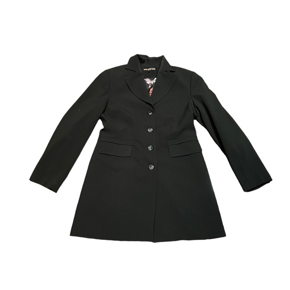 Dalia black minimalist contemporary button front classic trench coat size 10 - Picture 9 of 13